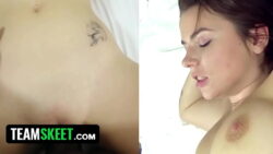 Two youngsters double penetrate slutty blonde beauty